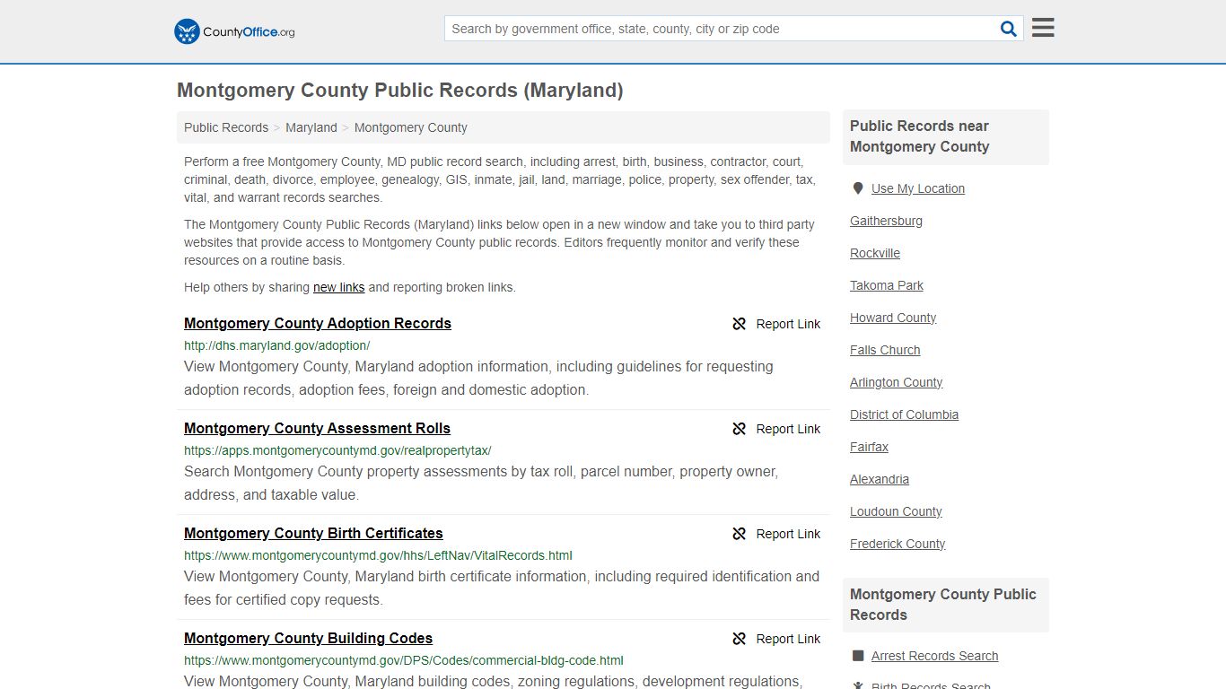 Montgomery County Public Records (Maryland) - County Office