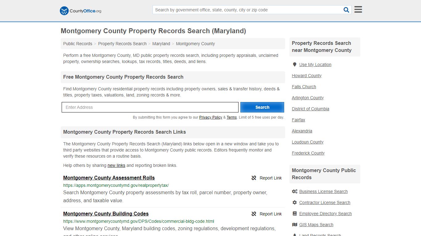Montgomery County Property Records Search (Maryland) - County Office